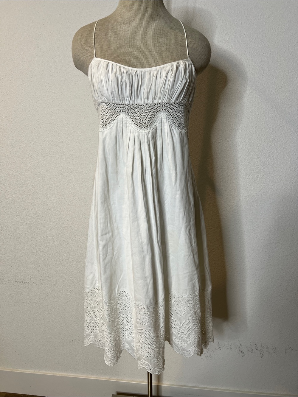 Catherine Malandrino White Eyelet Ruffle Dress
